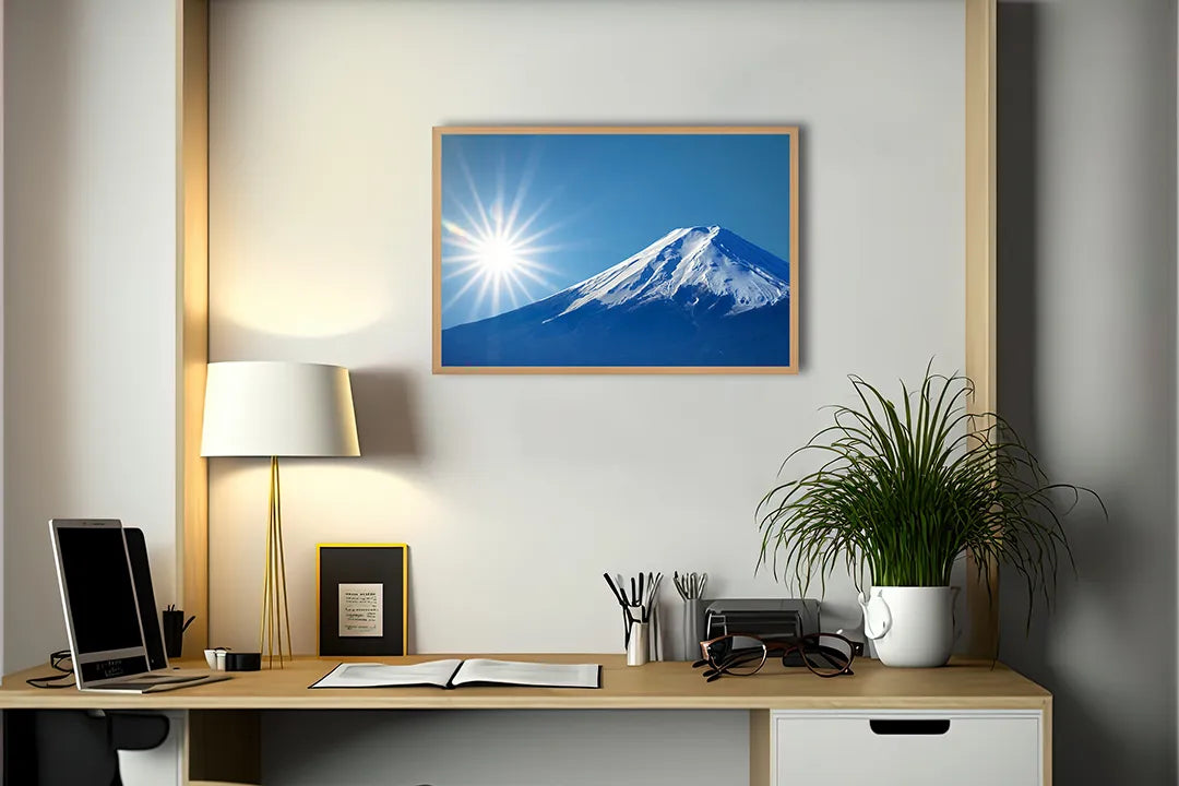 Metalen Magneetbord met print van Mount fuji sneeuw perfect als decoratie