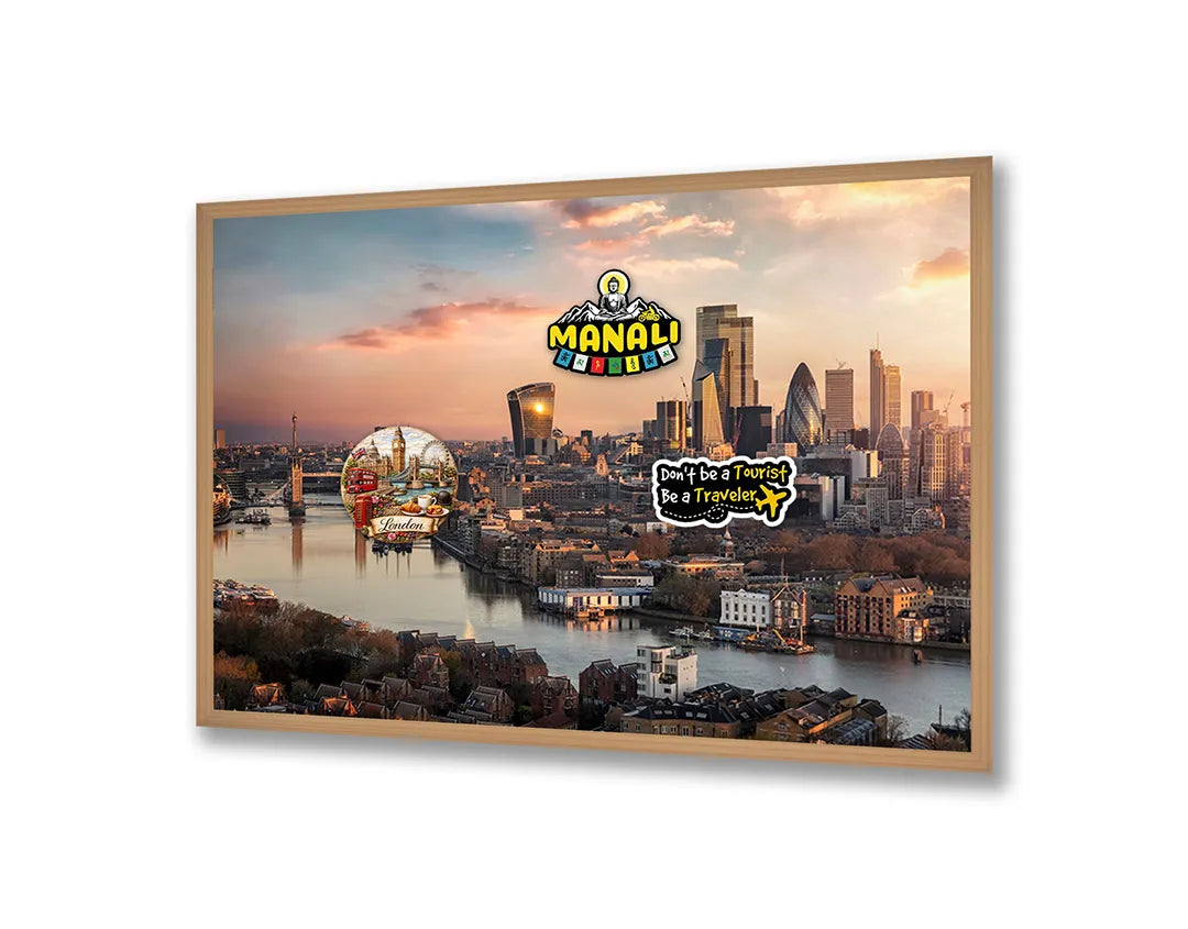 Metalen Magneetbord met print van Londen skyline zonsondergang perfect als decoratie