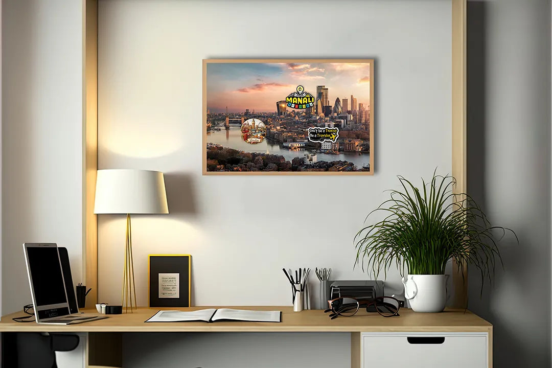Metalen Magneetbord met print van Londen skyline zonsondergang perfect als decoratie