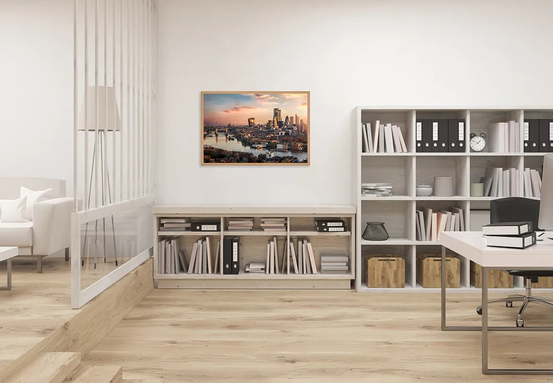 Metalen Magneetbord met print van Londen skyline zonsondergang perfect als decoratie
