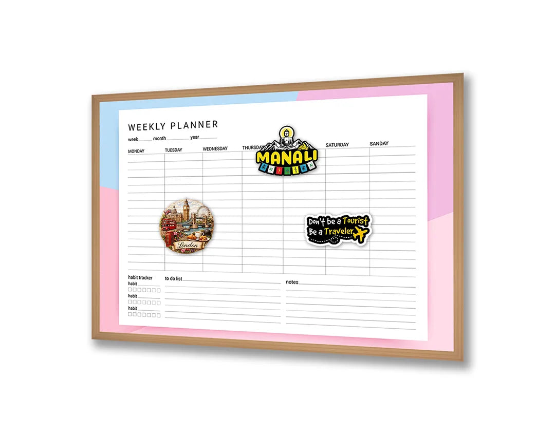 Metalen Magneetbord met print van Weekplanner roze perfect als decoratie