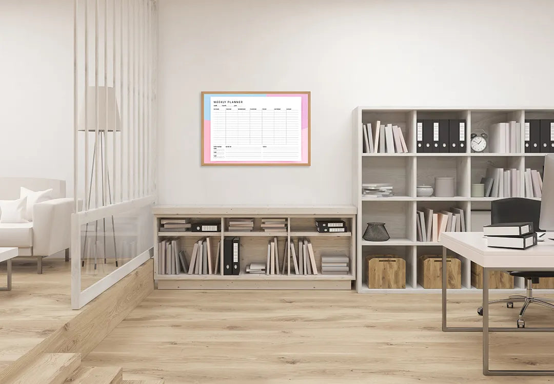 Metalen Magneetbord met print van Weekplanner roze perfect als decoratie