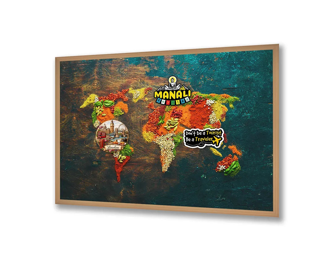 Metalen Magneetbord met print van Oude wereldkaart bruin perfect als decoratie