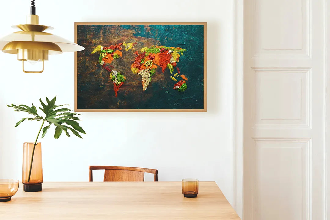 Metalen Magneetbord met print van Oude wereldkaart bruin perfect als decoratie