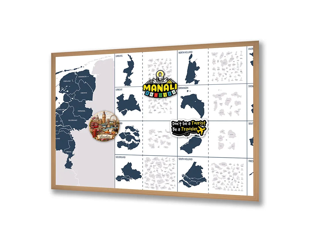 Metalen Magneetbord met print van Nederland provincies details perfect als decoratie