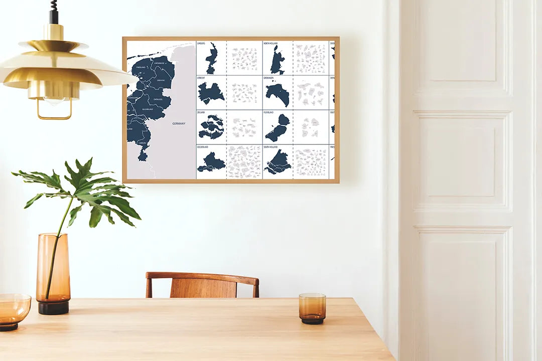 Metalen Magneetbord met print van Nederland provincies details perfect als decoratie