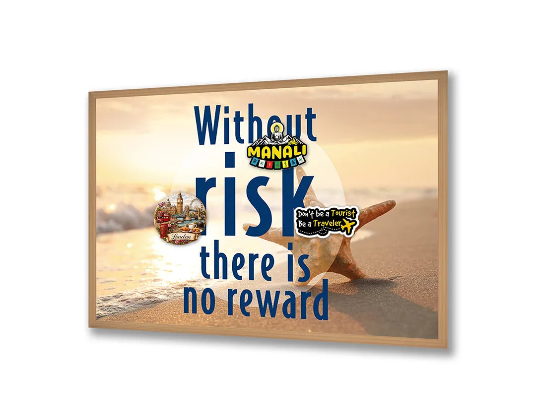 Metalen Magneetbord met print van Without risk tekst strand perfect als decoratie