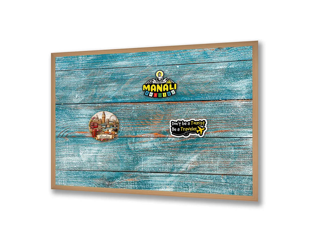 Metalen Magneetbord met print van Blauw hout textuur perfect als decoratie