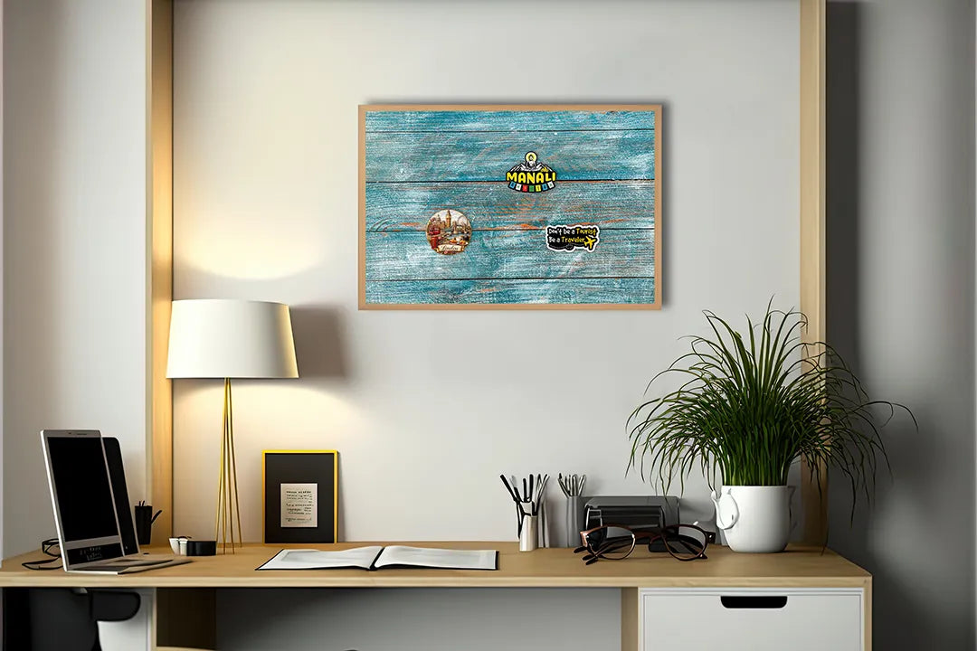 Metalen Magneetbord met print van Blauw hout textuur perfect als decoratie