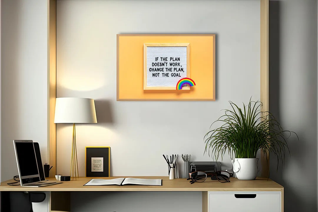 Metalen Magneetbord met print van Geel letterbord tekst perfect als decoratie