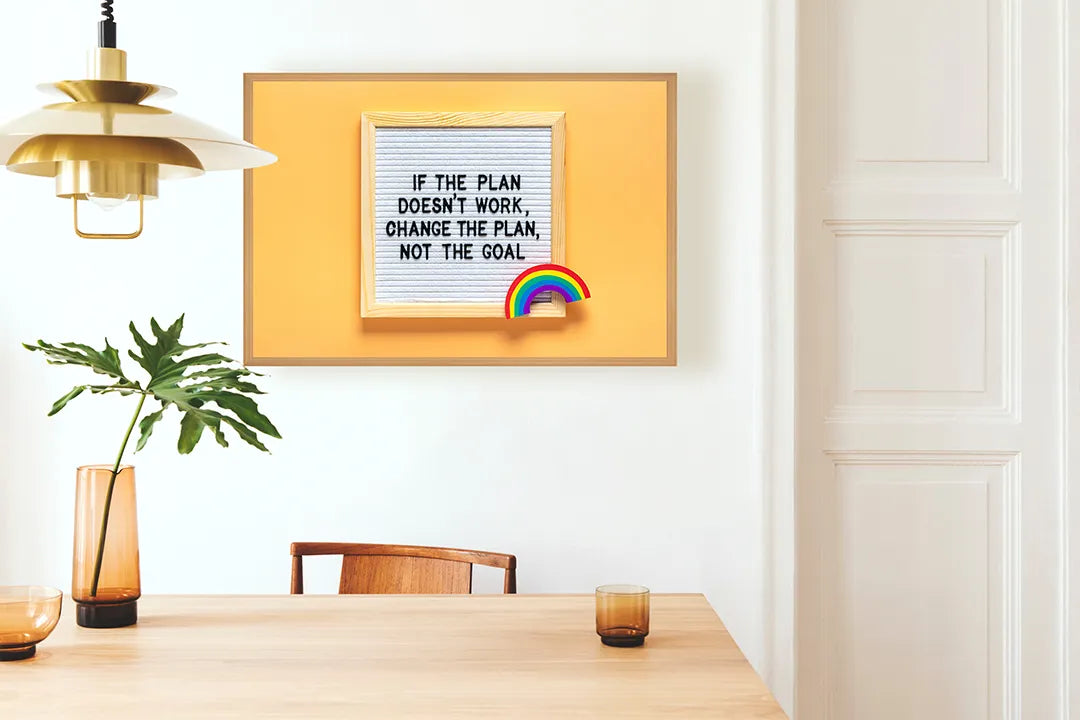 Metalen Magneetbord met print van Geel letterbord tekst perfect als decoratie