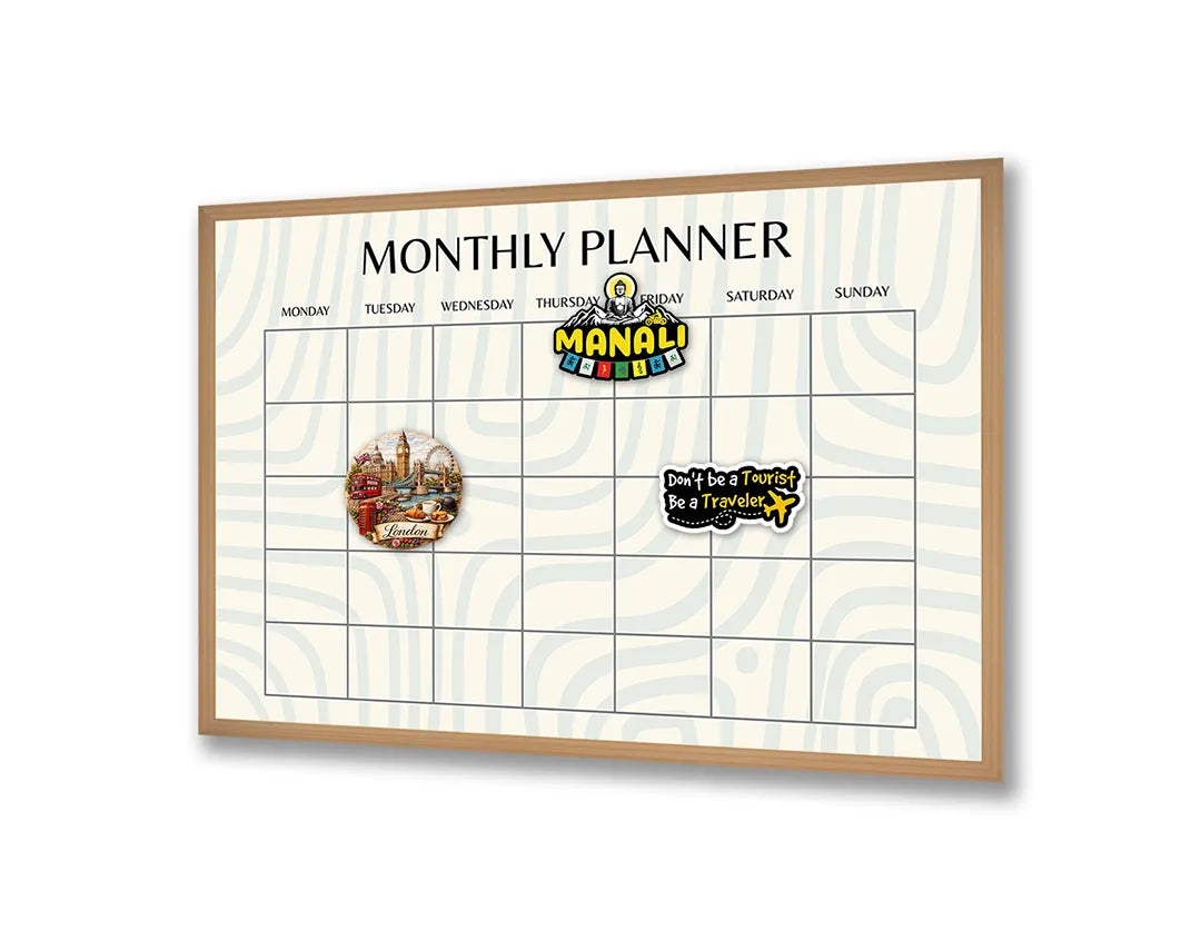 Metalen Magneetbord met print van Maandplanner grid perfect als decoratie