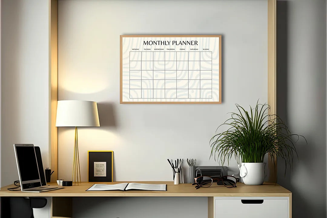 Metalen Magneetbord met print van Maandplanner grid perfect als decoratie