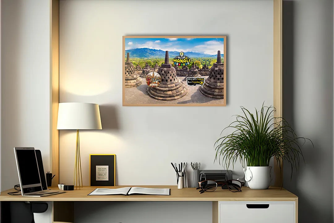 Metalen Magneetbord met print van Borobudur tempel perfect als decoratie