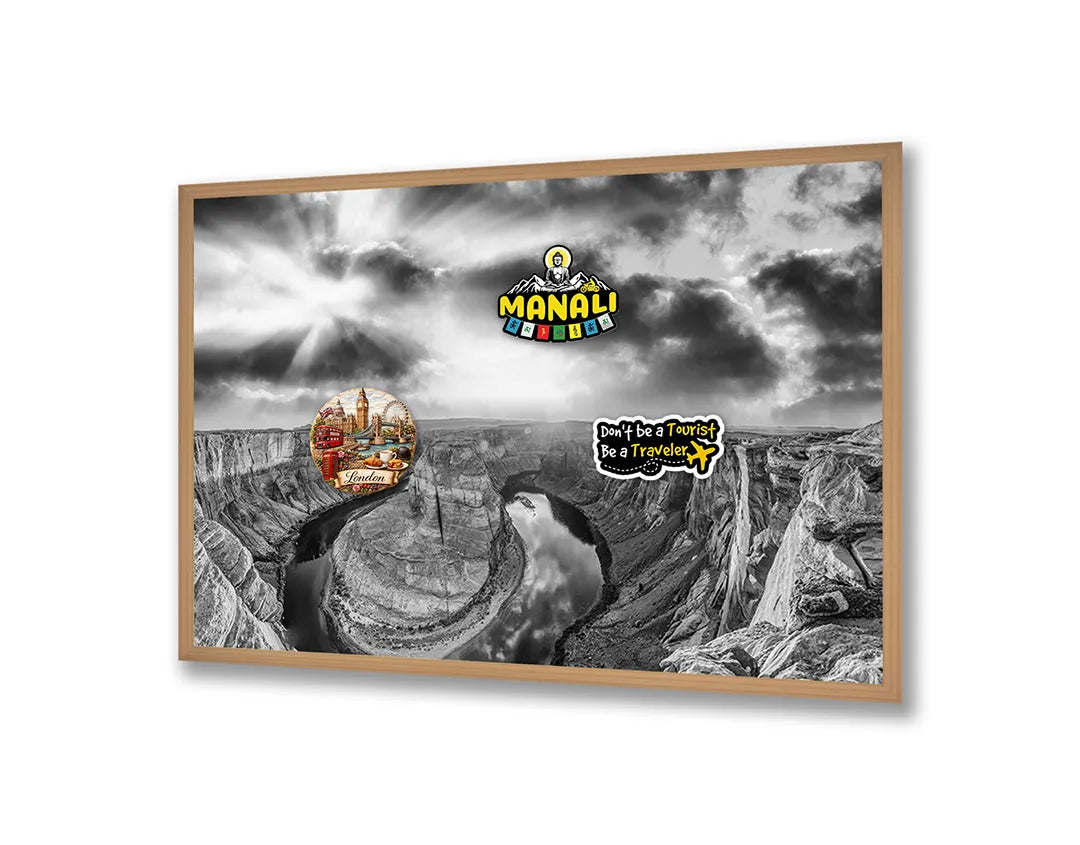 Metalen Magneetbord met print van Grand canyon zwart wit perfect als decoratie