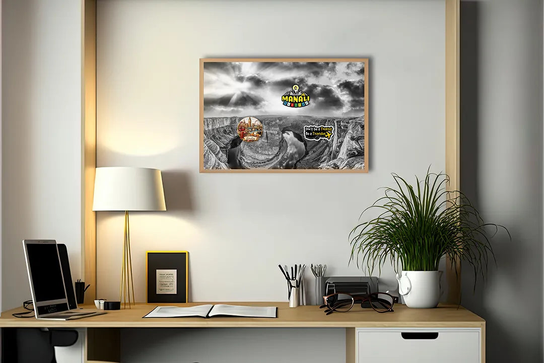 Metalen Magneetbord met print van Grand canyon zwart wit perfect als decoratie