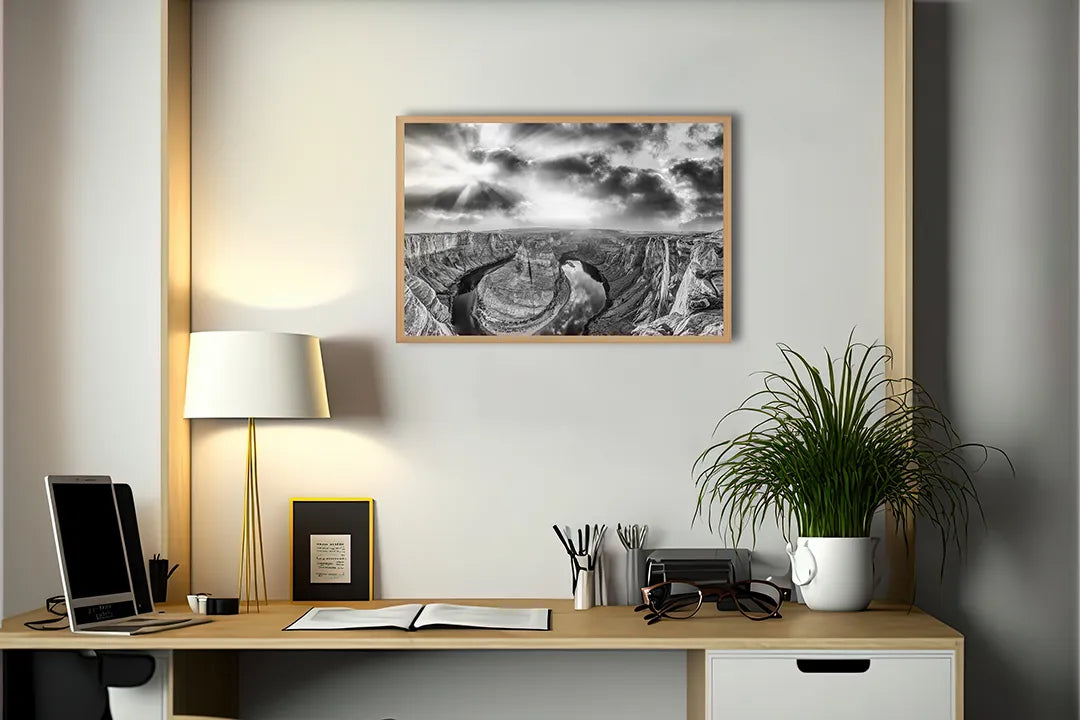 Metalen Magneetbord met print van Grand canyon zwart wit perfect als decoratie
