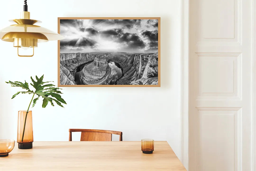 Metalen Magneetbord met print van Grand canyon zwart wit perfect als decoratie