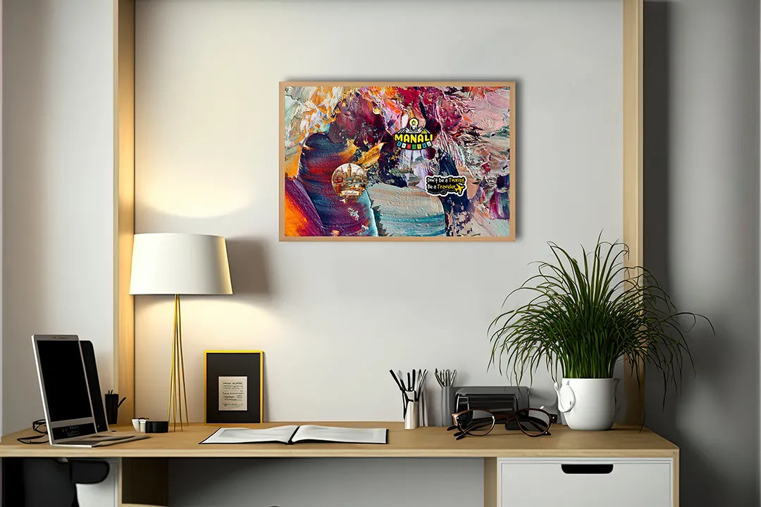 Metalen Magneetbord met print van Abstract verf kleurrijk perfect als decoratie