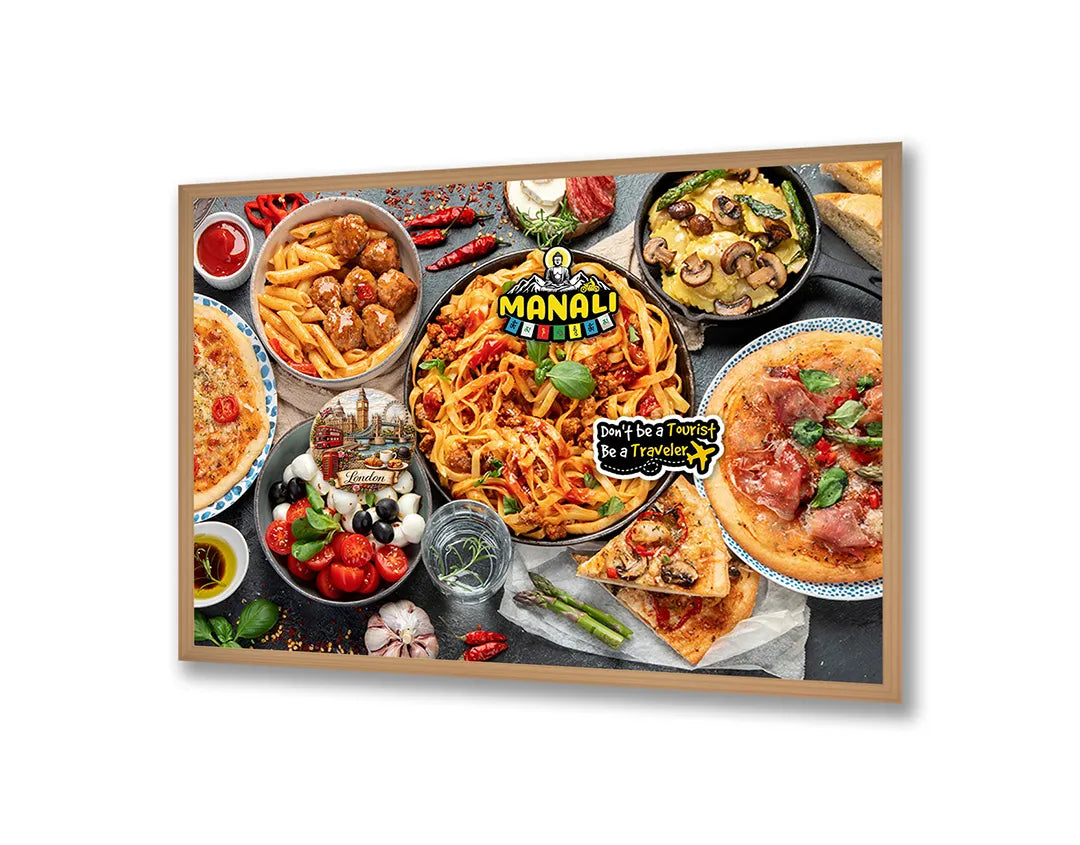 Metalen Magneetbord met print van Pizza en pasta perfect als decoratie