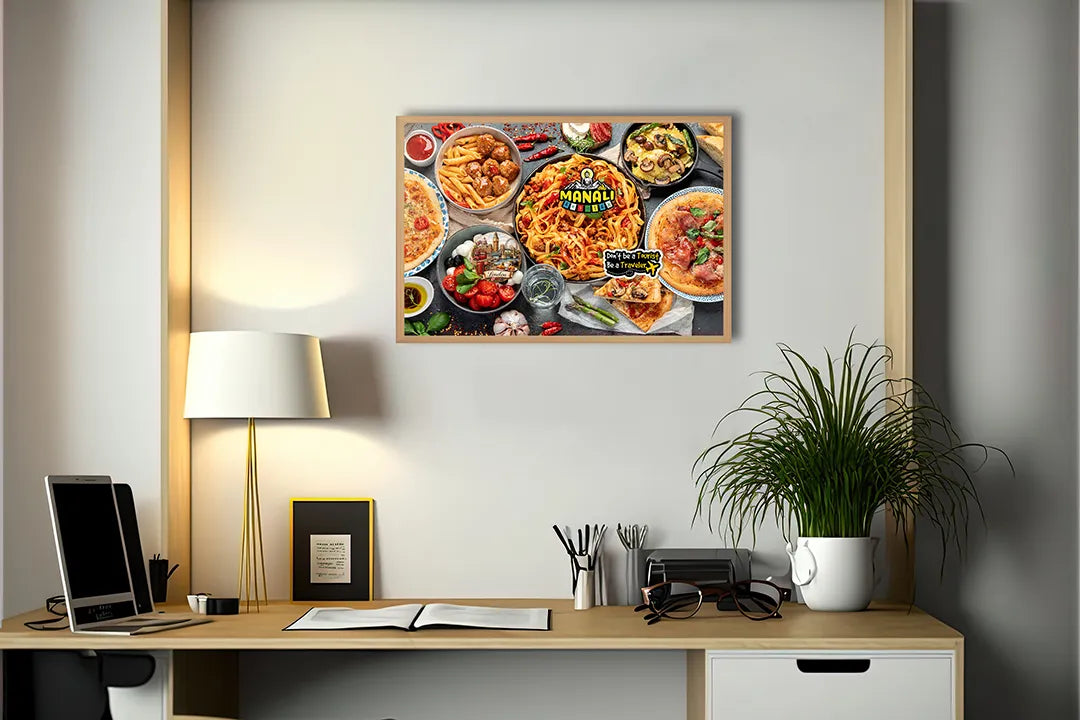Metalen Magneetbord met print van Pizza en pasta perfect als decoratie