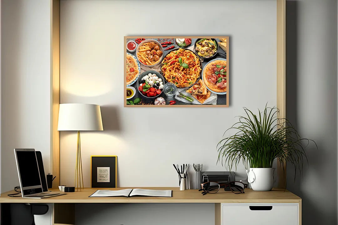 Metalen Magneetbord met print van Pizza en pasta perfect als decoratie