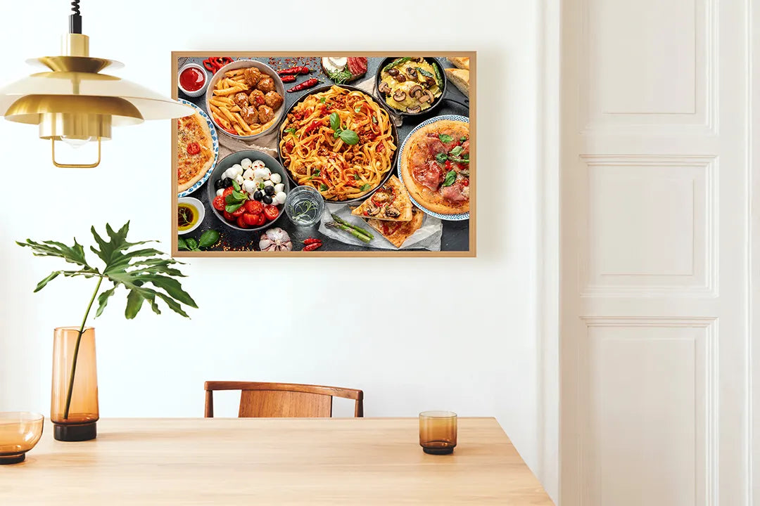 Metalen Magneetbord met print van Pizza en pasta perfect als decoratie