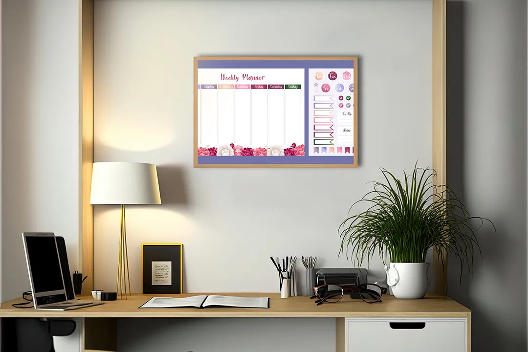 Metalen Magneetbord met print van Weekplanner kleurrijk perfect als decoratie