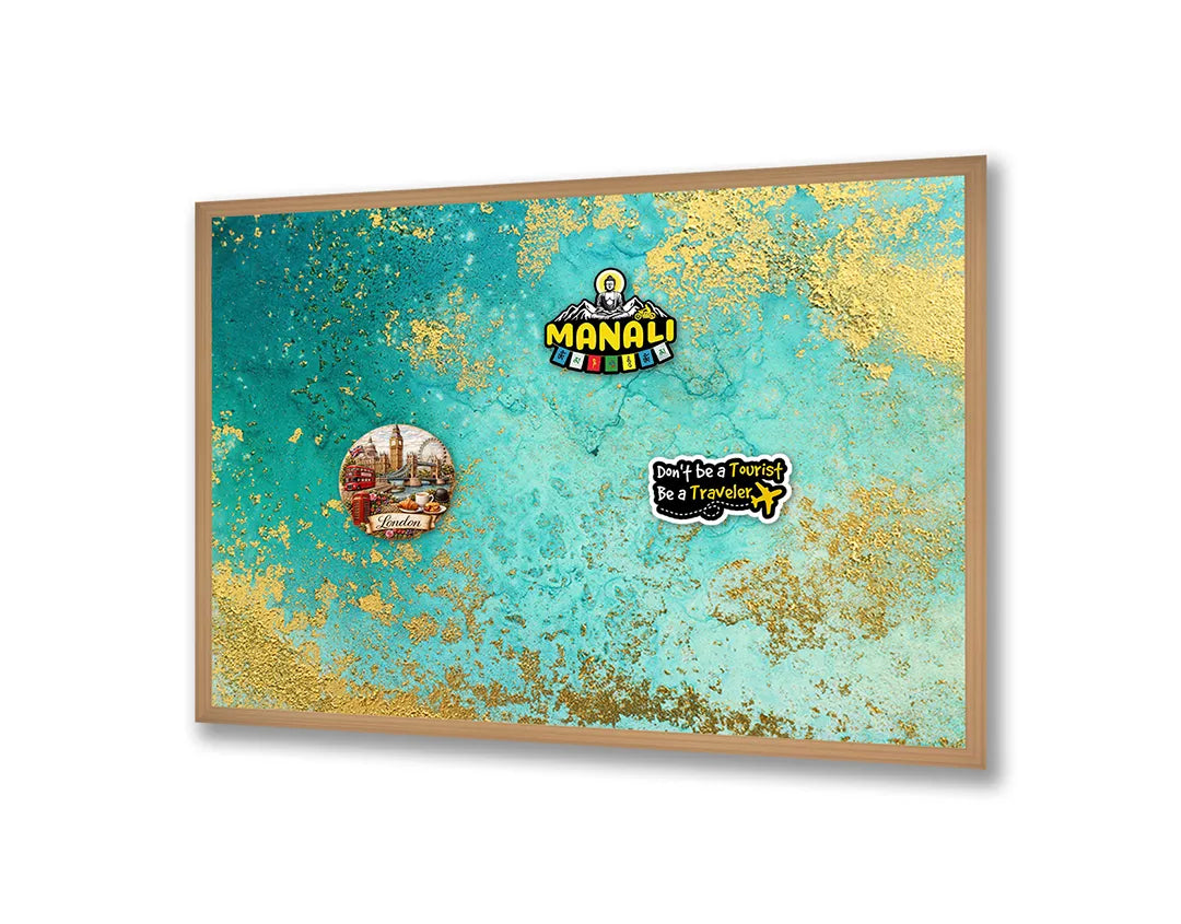 Metalen Magneetbord met print van Goudgroen marmer perfect als decoratie