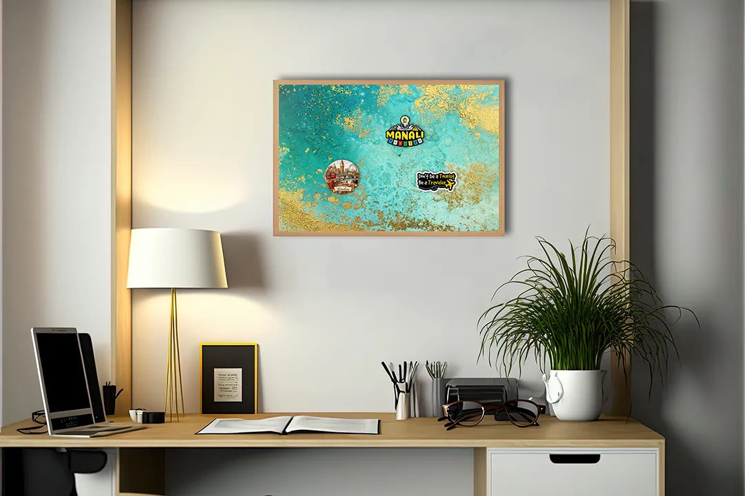 Metalen Magneetbord met print van Goudgroen marmer perfect als decoratie