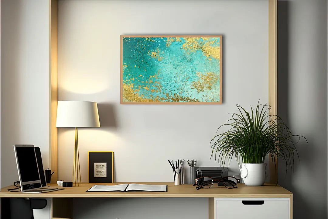 Metalen Magneetbord met print van Goudgroen marmer perfect als decoratie