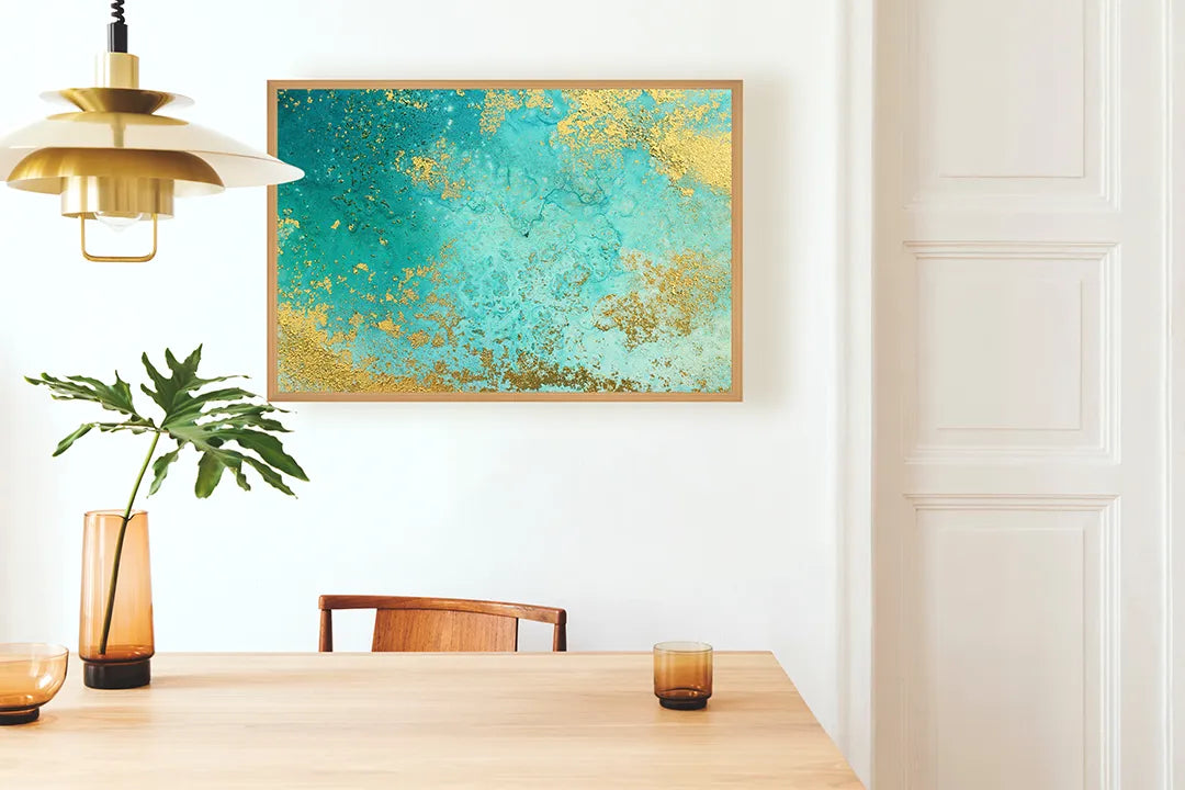 Metalen Magneetbord met print van Goudgroen marmer perfect als decoratie