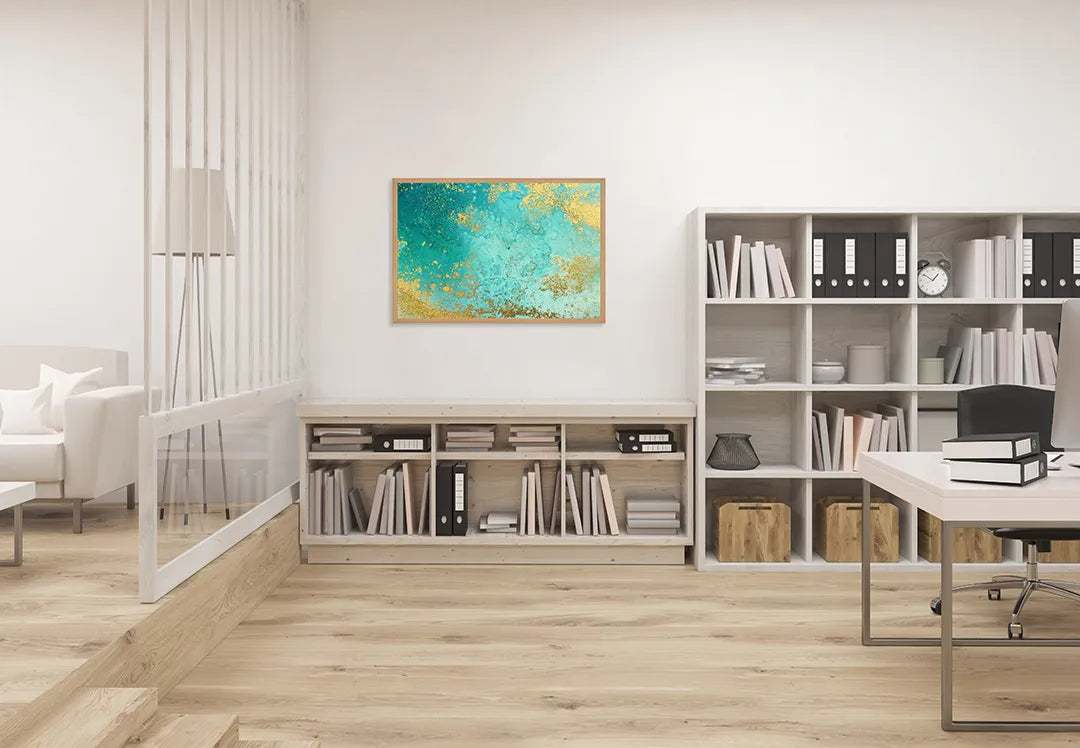 Metalen Magneetbord met print van Goudgroen marmer perfect als decoratie