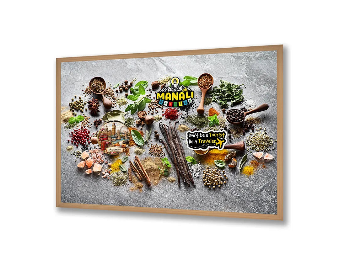 Metalen Magneetbord met print van Kruiden op stenen tafel perfect als decoratie
