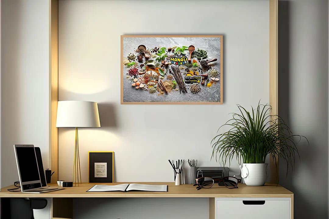 Metalen Magneetbord met print van Kruiden op stenen tafel perfect als decoratie