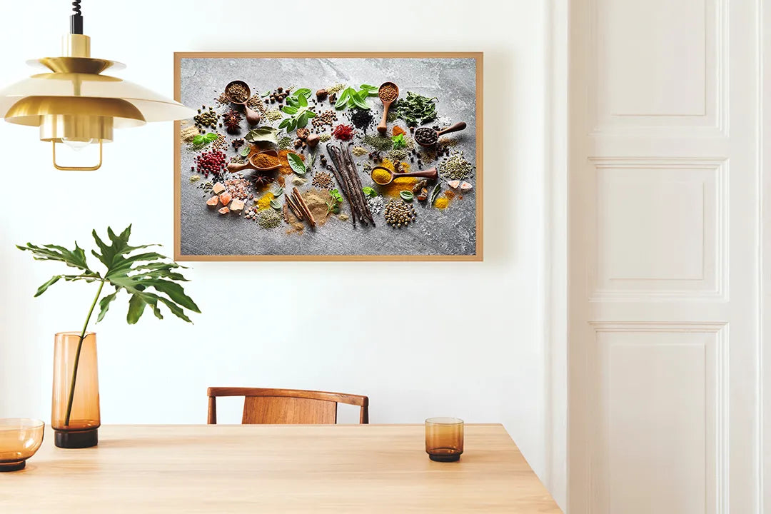 Metalen Magneetbord met print van Kruiden op stenen tafel perfect als decoratie