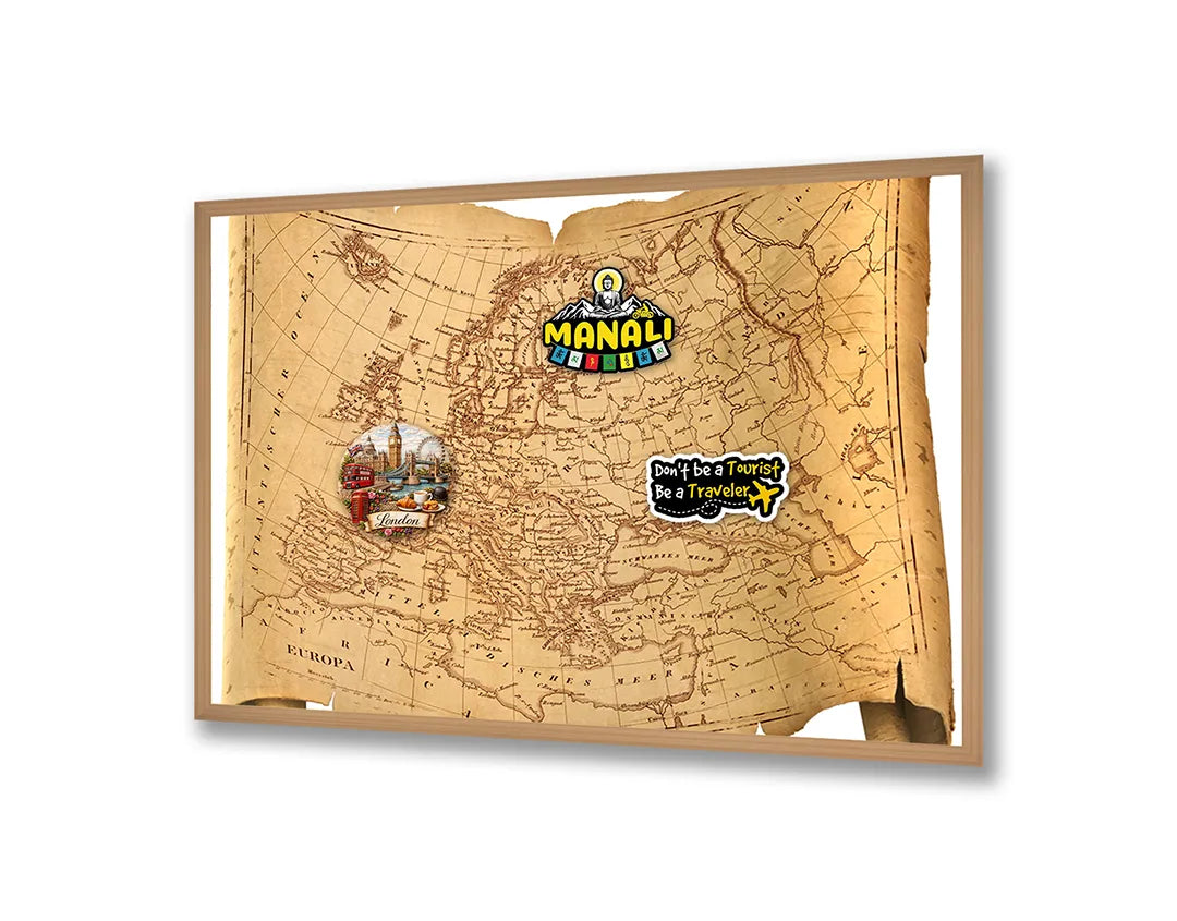 Metalen Magneetbord met print van Oude wereldkaart antiek perfect als decoratie
