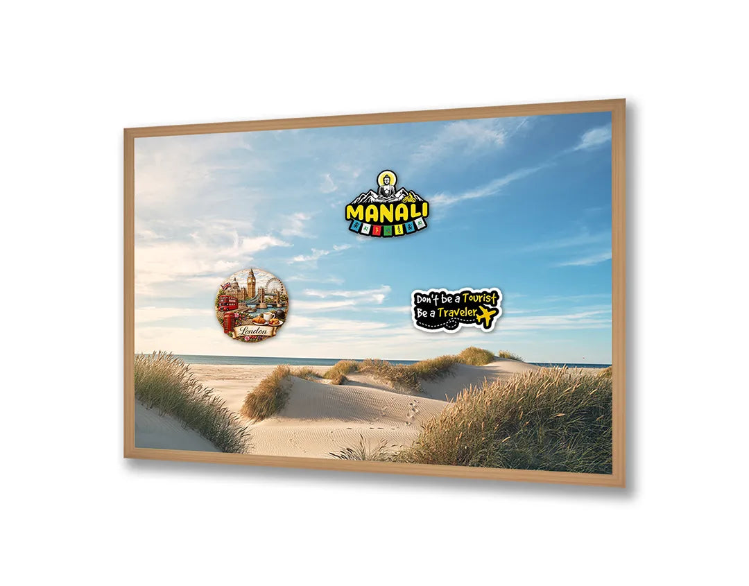 Metalen Magneetbord met print van Strand duinen zonsondergang perfect als decoratie