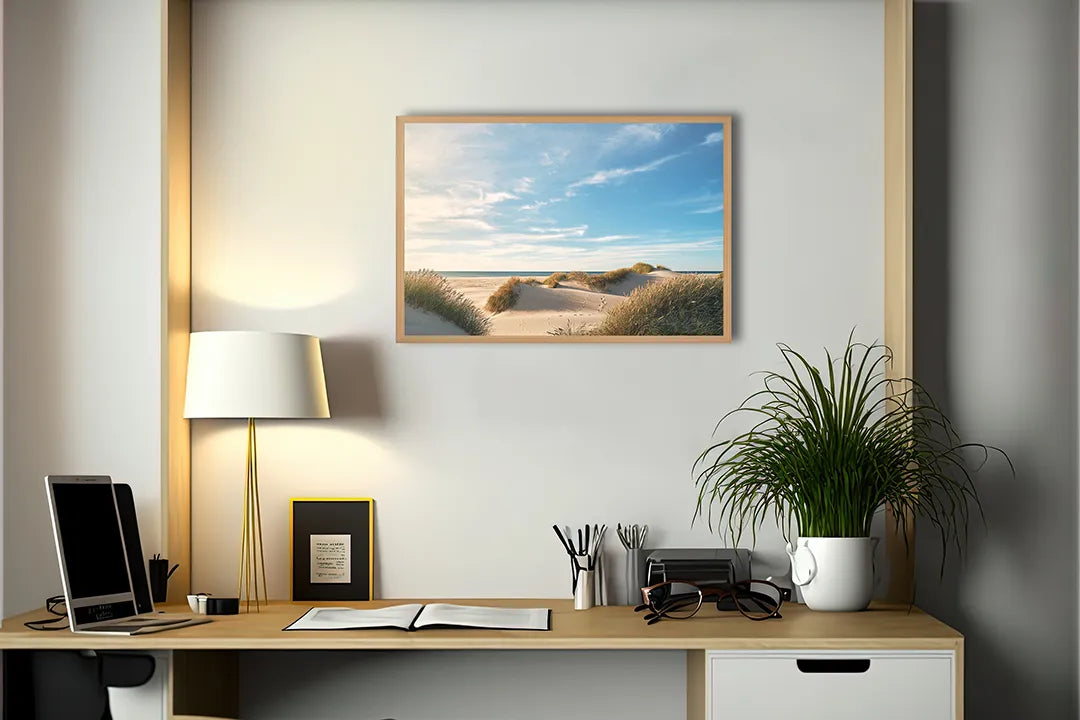 Metalen Magneetbord met print van Strand duinen zonsondergang perfect als decoratie