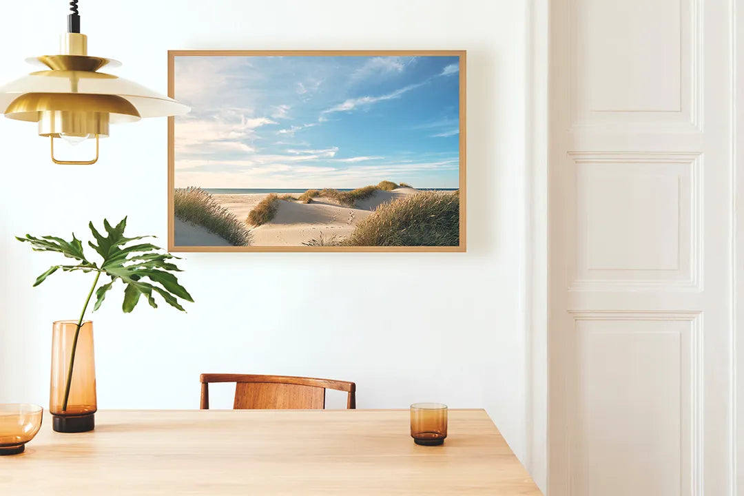 Metalen Magneetbord met print van Strand duinen zonsondergang perfect als decoratie
