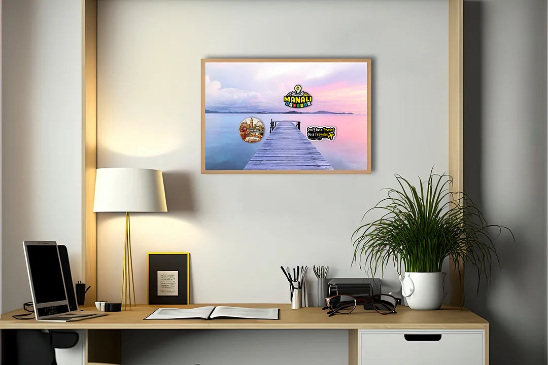 Metalen Magneetbord met print van Steiger in paars water perfect als decoratie