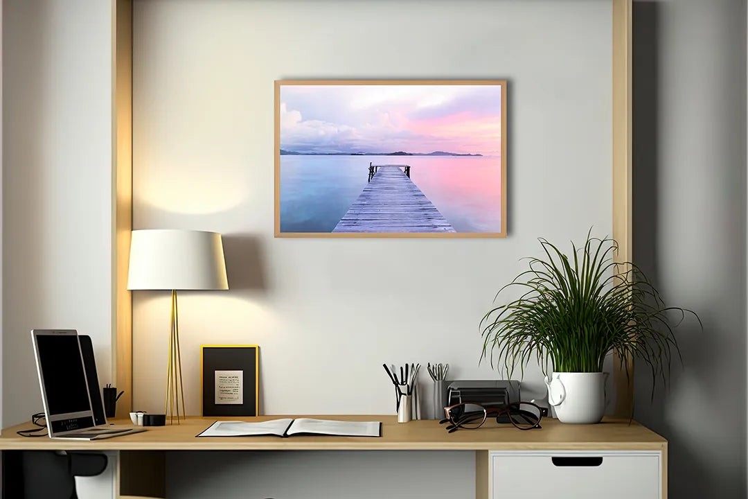 Metalen Magneetbord met print van Steiger in paars water perfect als decoratie