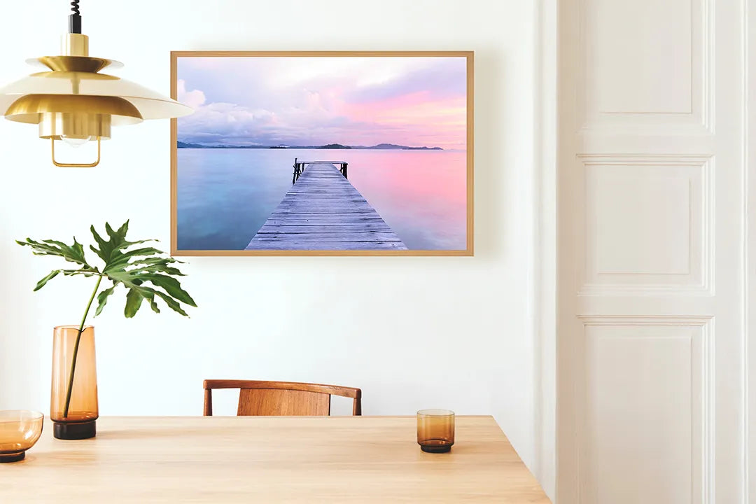 Metalen Magneetbord met print van Steiger in paars water perfect als decoratie
