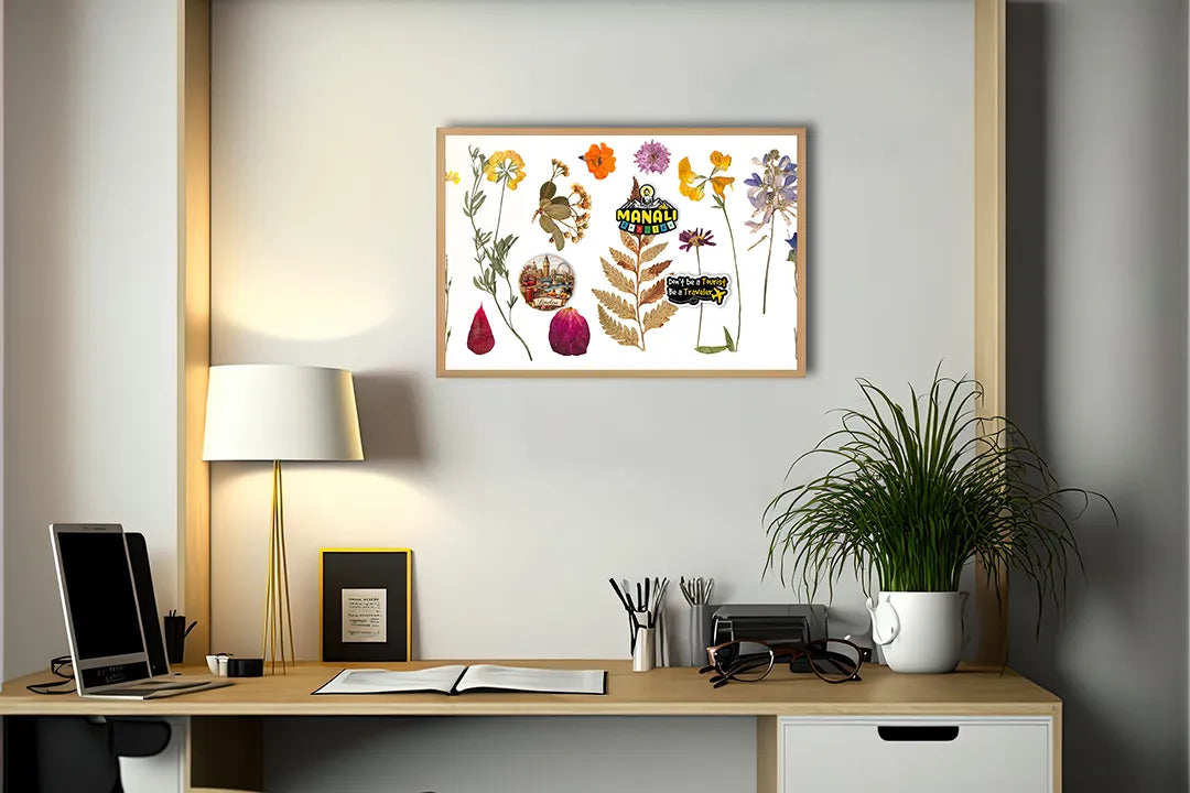Metalen Magneetbord met print van Gedroogde herfstbladeren perfect als decoratie