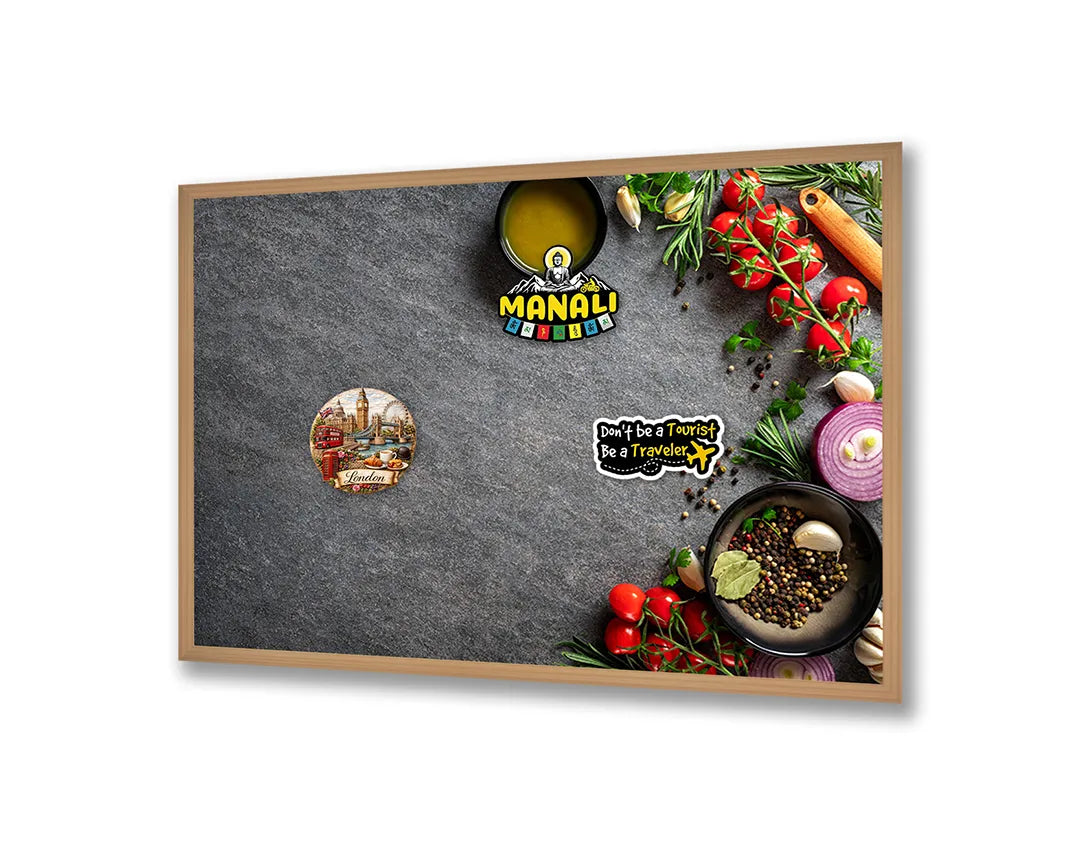 Metalen Magneetbord met print van Kook ingredienten donker perfect als decoratie