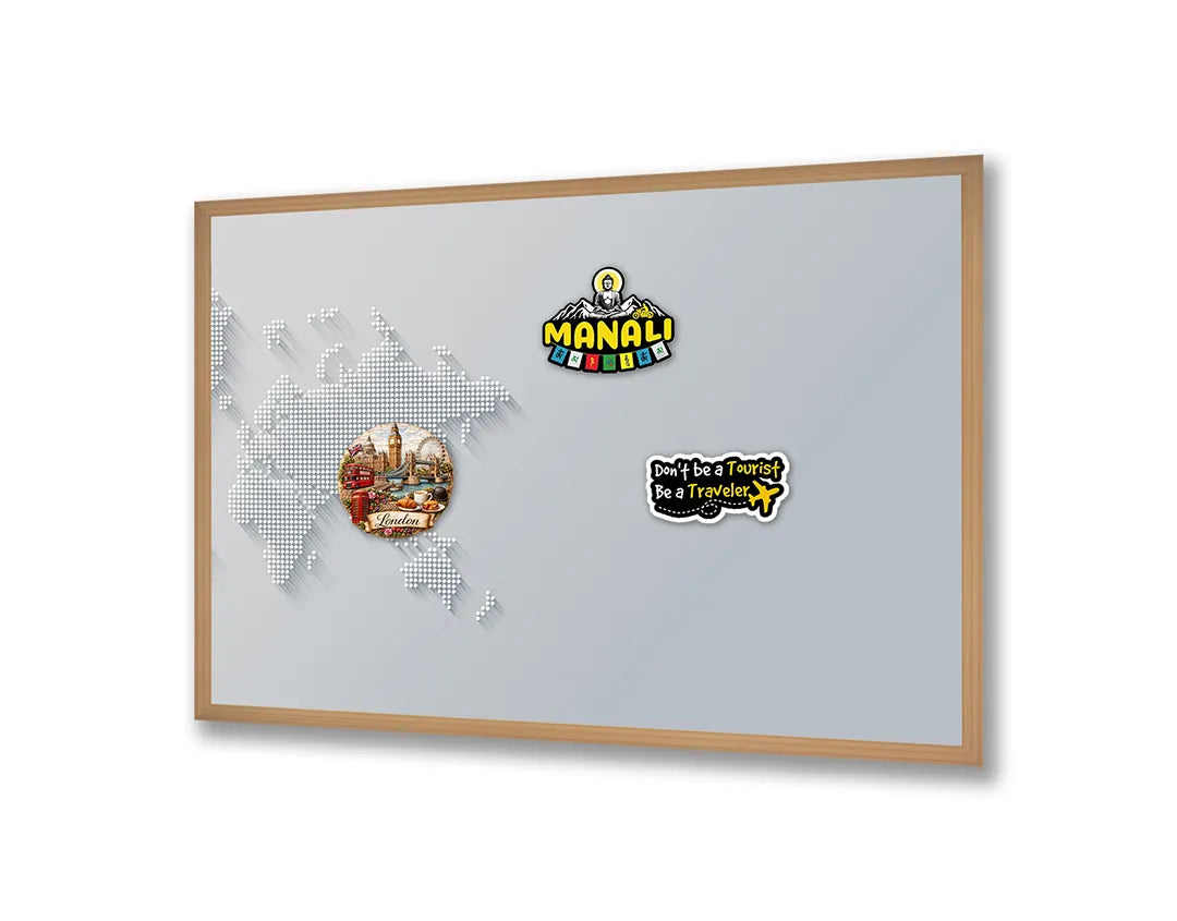 Metalen Magneetbord met print van Wereldkaart grijs 3D perfect als decoratie