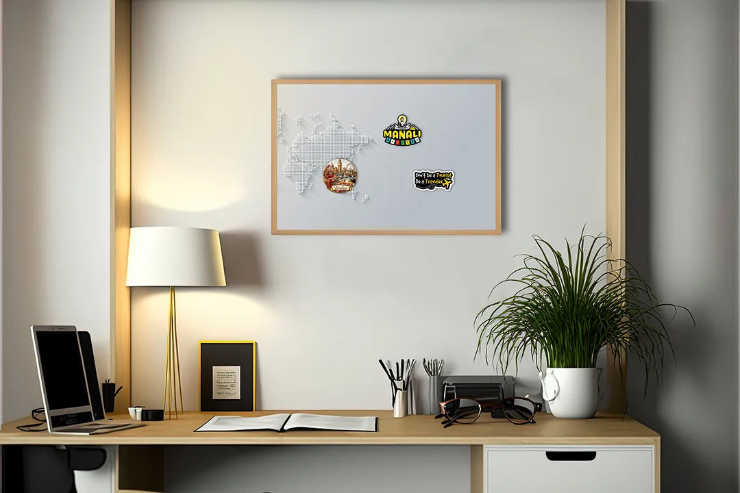 Metalen Magneetbord met print van Wereldkaart grijs 3D perfect als decoratie