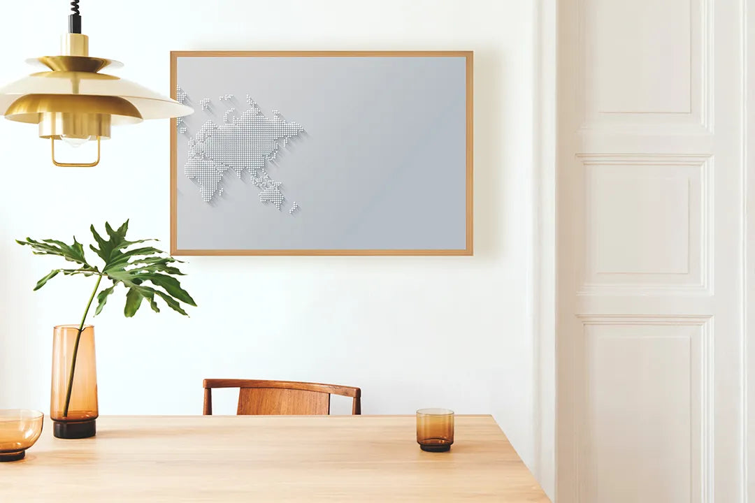 Metalen Magneetbord met print van Wereldkaart grijs 3D perfect als decoratie