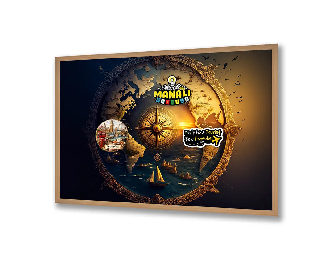 Metalen Magneetbord met print van Kompas ster in ruimte perfect als decoratie