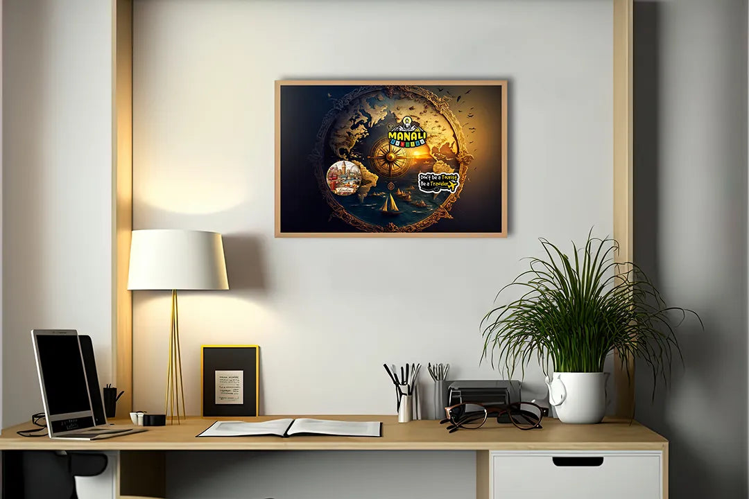 Metalen Magneetbord met print van Kompas ster in ruimte perfect als decoratie